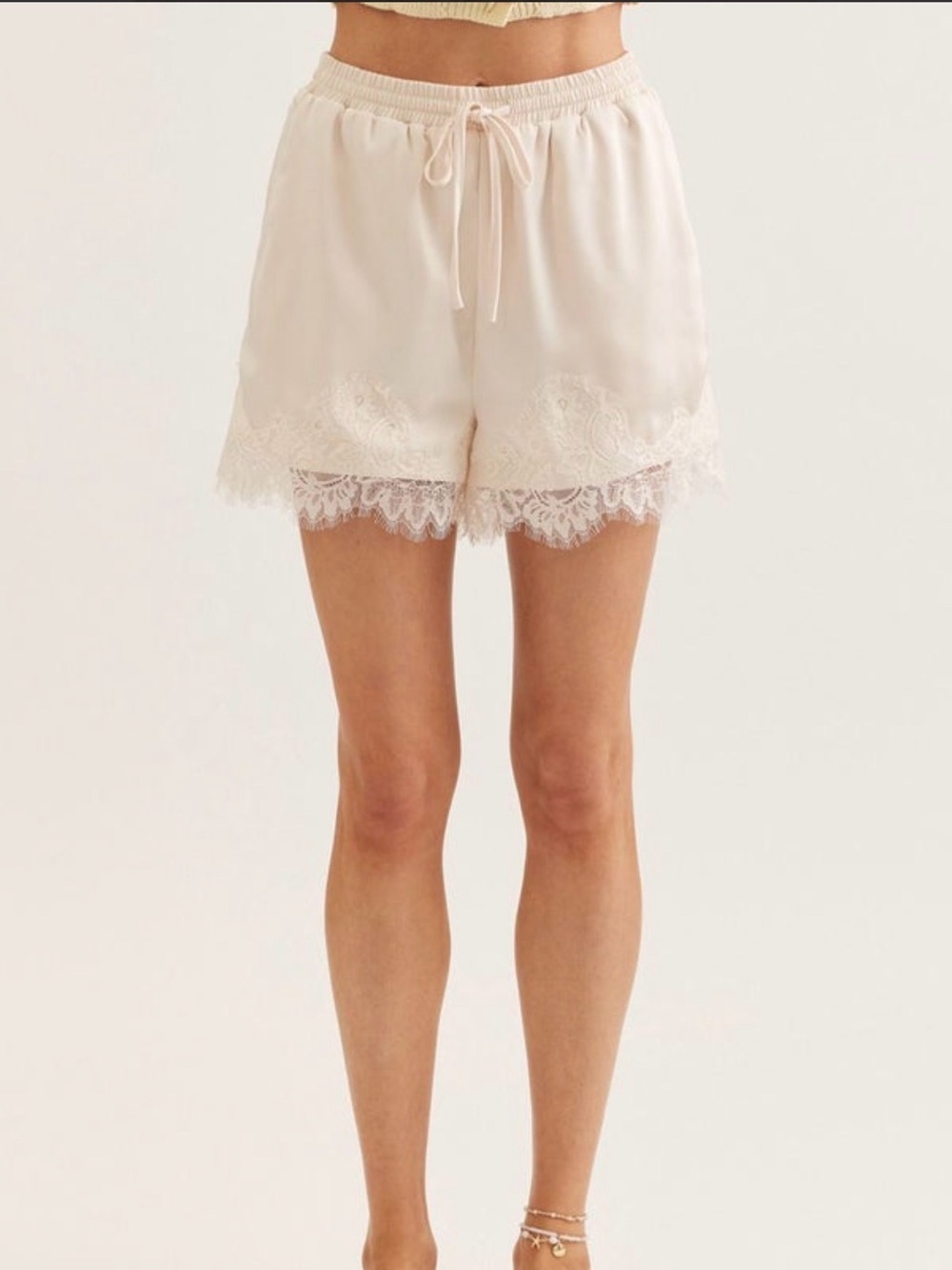Silk Lace Trim Shorts